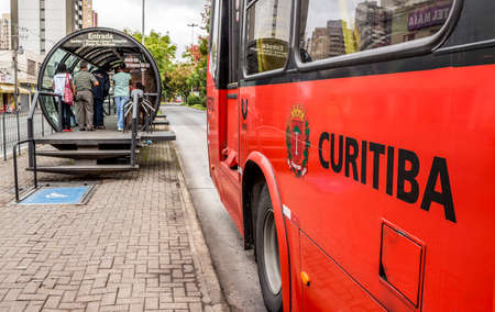 The iconic Curitiba Public Transportation System in Parana, Brazil.のeditorial素材