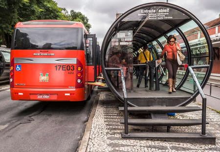 Curitiba Public Transportation System in Parana, Brazil.のeditorial素材