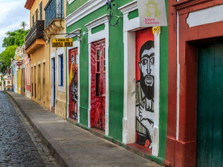 The historic architecture of Olinda in Pernambuco, Brazil.のeditorial素材