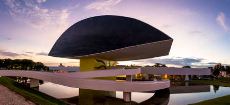 The architecture of The Eye Museum in Curitiba, Parana, Brazil.のeditorial素材