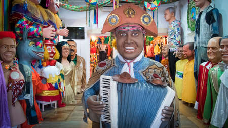 Brazilian art and craft used as carnival decoration in Olinda, Pernambuco, Brazil.のeditorial素材
