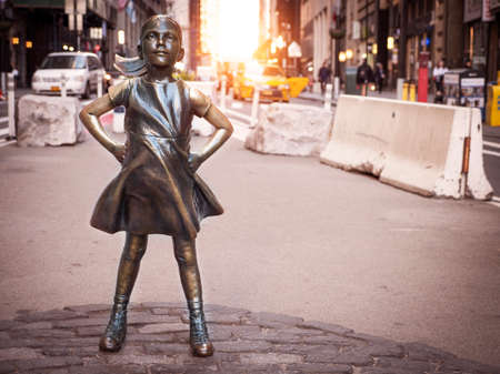 The iconic Fearless Girl in New York city, USA.のeditorial素材