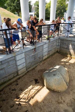 The iconic Plymouth Rock in Massachusetts, USA.のeditorial素材