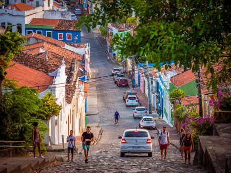 The colonial architecture of Olinda in Pernambuco, Brazil.のeditorial素材