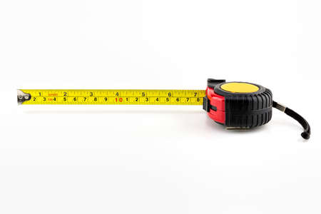 Measuring tape on a white background.