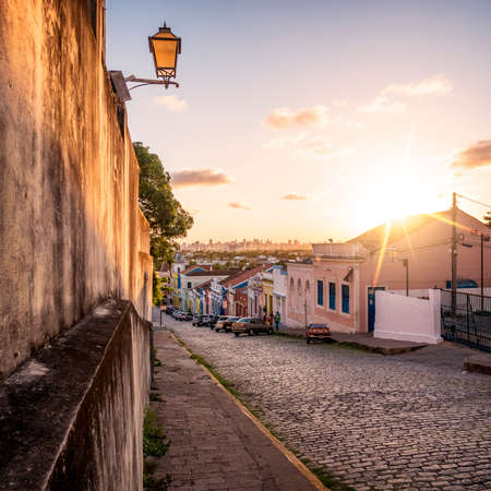 The colonial architecture of Olinda in Pernambuco, Brazil.のeditorial素材