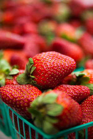 Fresh Strawberries in a farmer's market.の写真素材
