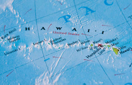Hawaii on the map.の写真素材