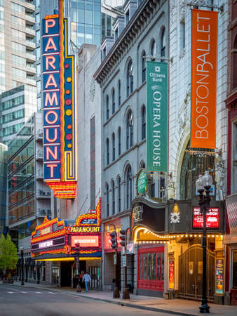 Boston in Massachusetts, USA at its Theater District.のeditorial素材