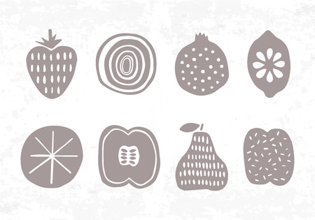 Ink fruit iconsのイラスト素材