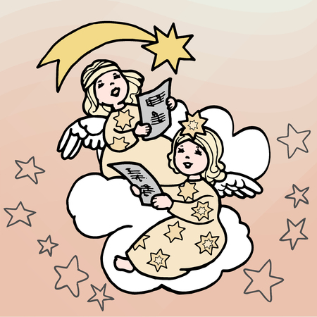 Illustration of Christmas angelsのイラスト素材