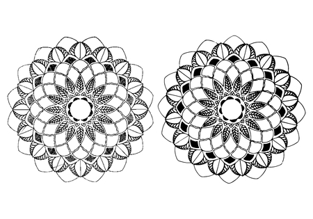 Mandala flowers handmade drawn pattern.のイラスト素材