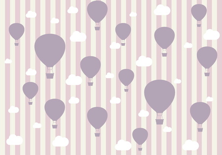 Travel pattern of balloons and clouds. Wallpaper for girls.のイラスト素材