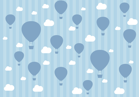 Travel pattern of balloons and clouds. Wallpaper for boys.のイラスト素材
