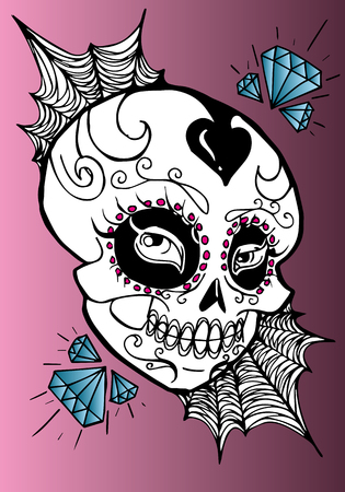 Decorated skull with diamonds.のイラスト素材