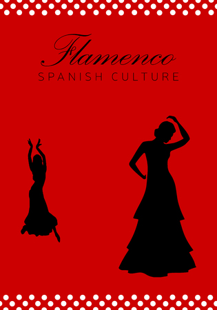 Flamenco dance in silhouette, Spanish culture.のイラスト素材