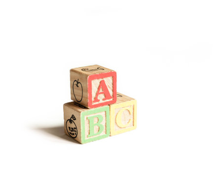 A small stack of letter blocks with the letters A, B, and C against a white background.