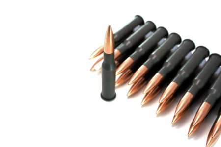 7 62x54 ammunition isolated on whiteの写真素材