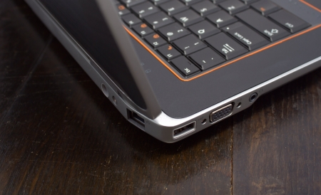 Close up sideview of modern laptop