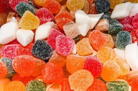 A mixture of colorful sugar candy sweets