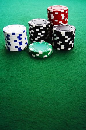 Stack of gambling chips on the table