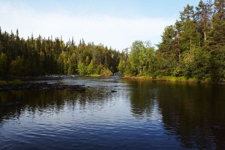 Autumn river landscape from Lapland,Finland
