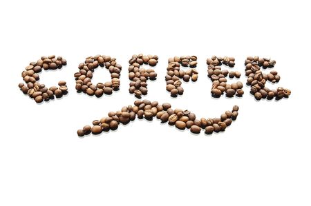 Coffee word made from coffee beansの写真素材