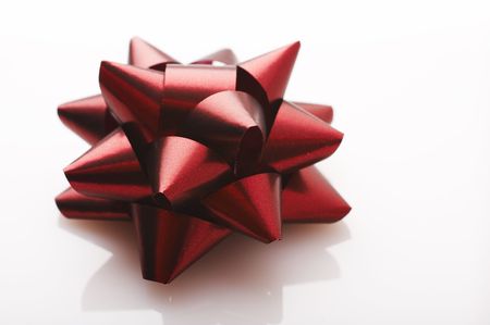red christmas bow on white background