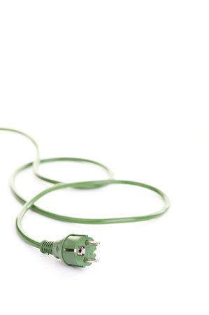 Green energy concept (green energy plug over a white background)の写真素材