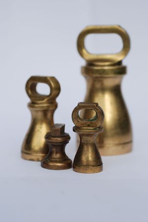 Assorted weights used on old fashioned cooking scalesの写真素材