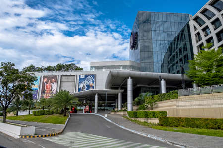 Cebu, Philippines - Dec 10,2021 Low angle View of SM Mall entranceのeditorial素材