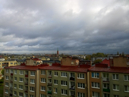 Dark clouds over the city of Katowice, Poland