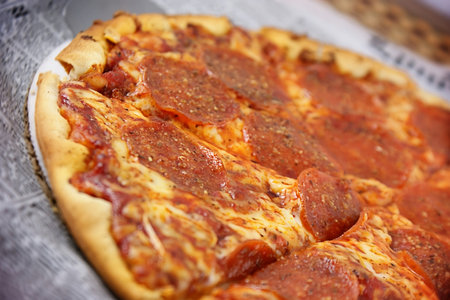 Pepperoni pizza, close-up.の写真素材