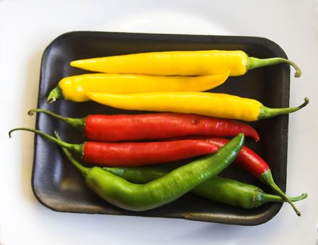 chili peppers, packagedの写真素材