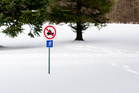 No Snowmobiling Sign