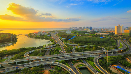 Haikou century bridge panoramaのeditorial素材