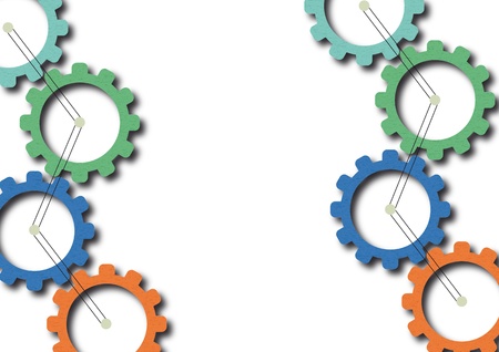 Colorful gearwheels isolated on a white backgroundの写真素材