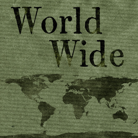 Silhouette of the world printed on brown paper