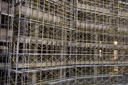 close up to the incomplete building in skopjeの写真素材