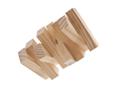 Tall wooden blocks in the isolated background