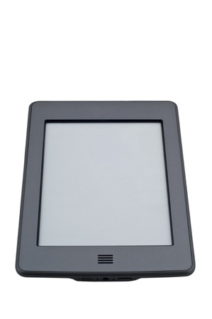 Ebook reader device on isolated white background