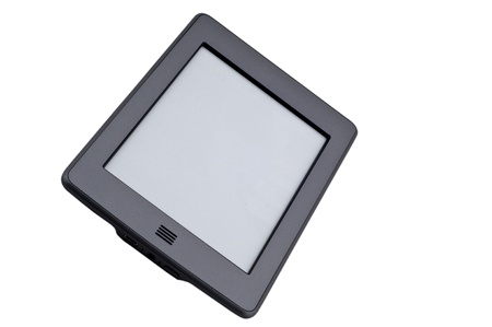 Ebook reader device on isolated white background