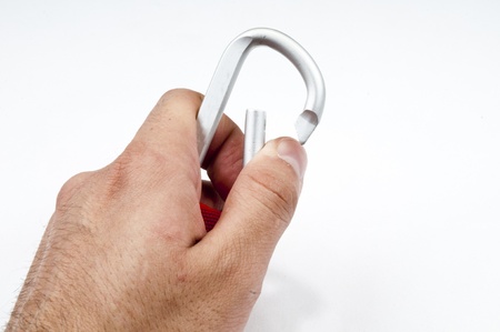 Human hand holding  carabinの写真素材