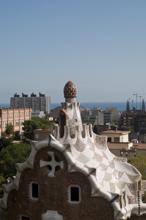 Mosaic house architecture on park guell barcelona spainのeditorial素材