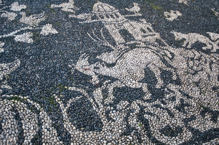 Garden of Palazzo Reale Ground mosaic in genoa city italyのeditorial素材
