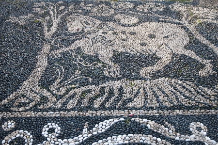 Garden of Palazzo Reale Ground mosaic in genoa city italyのeditorial素材