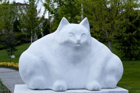 Fat cat marble statue in capital ankara turkeyの写真素材