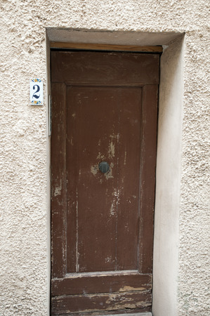 Old Wooden door and column in Cannes,Franceの写真素材