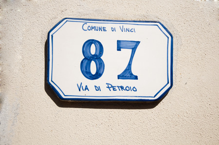 Old Road sign in Vinci distinct italy