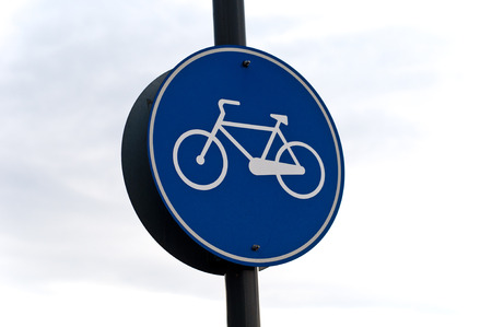 Blue Bicycle Road sign Table for information on trafficの写真素材